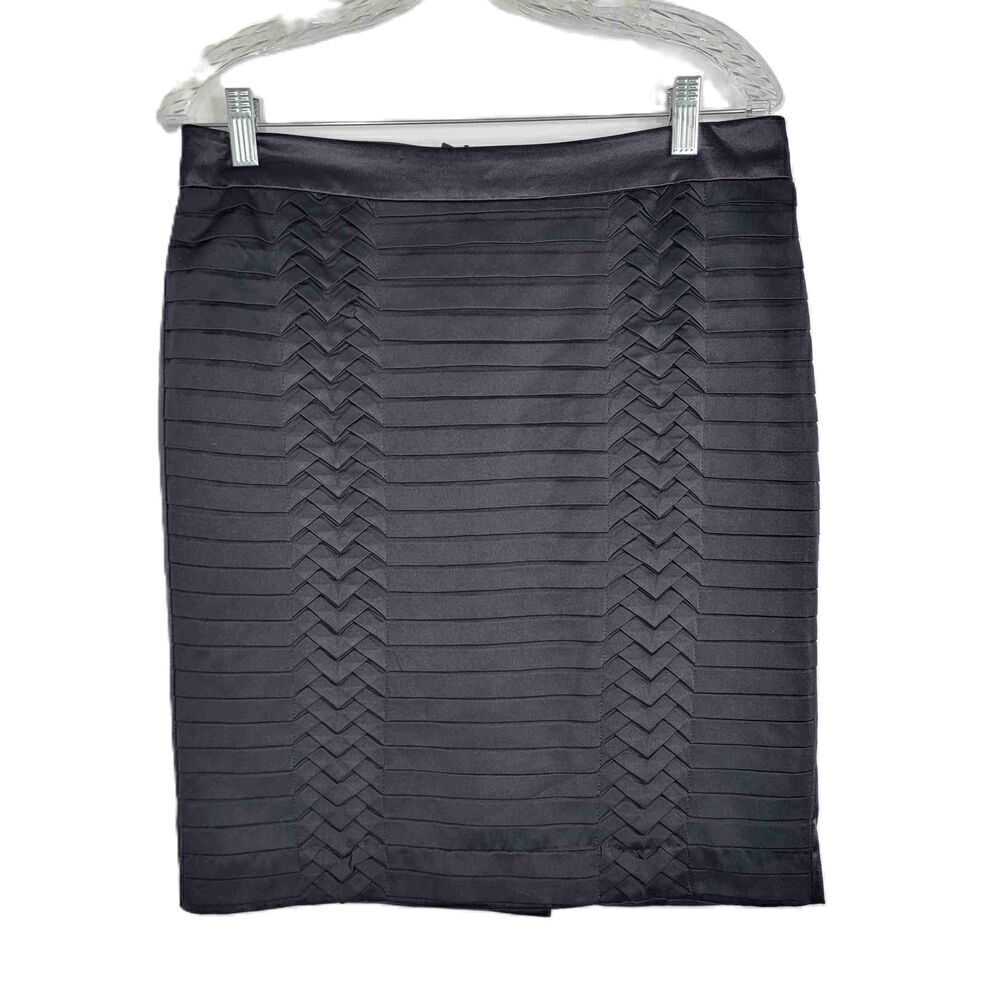 WD-NY Womens Black Textured Pattern Pencil Skirt Knee Length Size 8